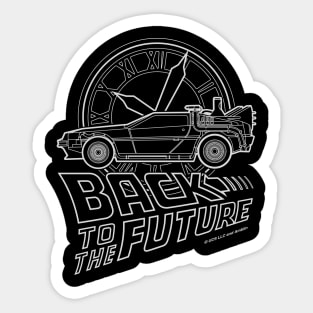 Delorean Clock Tower Lineart Sticker